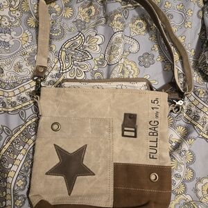 Beige and Brown Men's Crossbody Bag